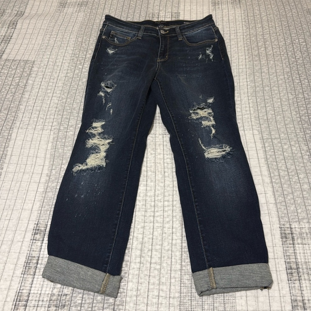 Judy blue size 9/29 mid rise boyfriend fit distressed blue jeans - Picture 1 of 2